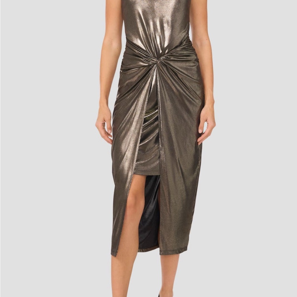 Halogen Gold Asymmetrical Sheath Dress - Picture 1 of 3